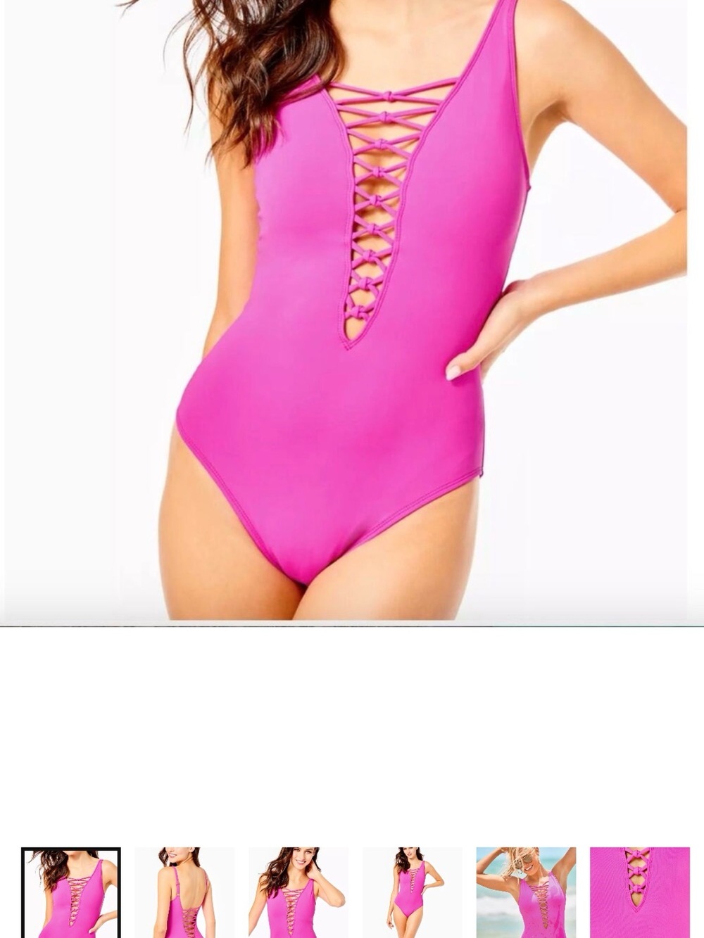 Lilly Pulitzer Vibrant Pink Lace-Up One-Piece Swimsuit
